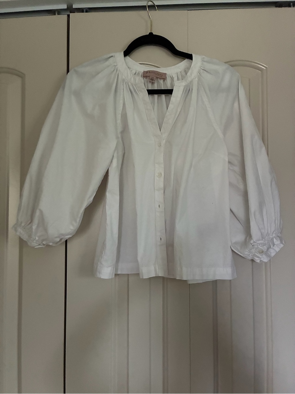 Philosophy White Button-Front Peasant Blouse